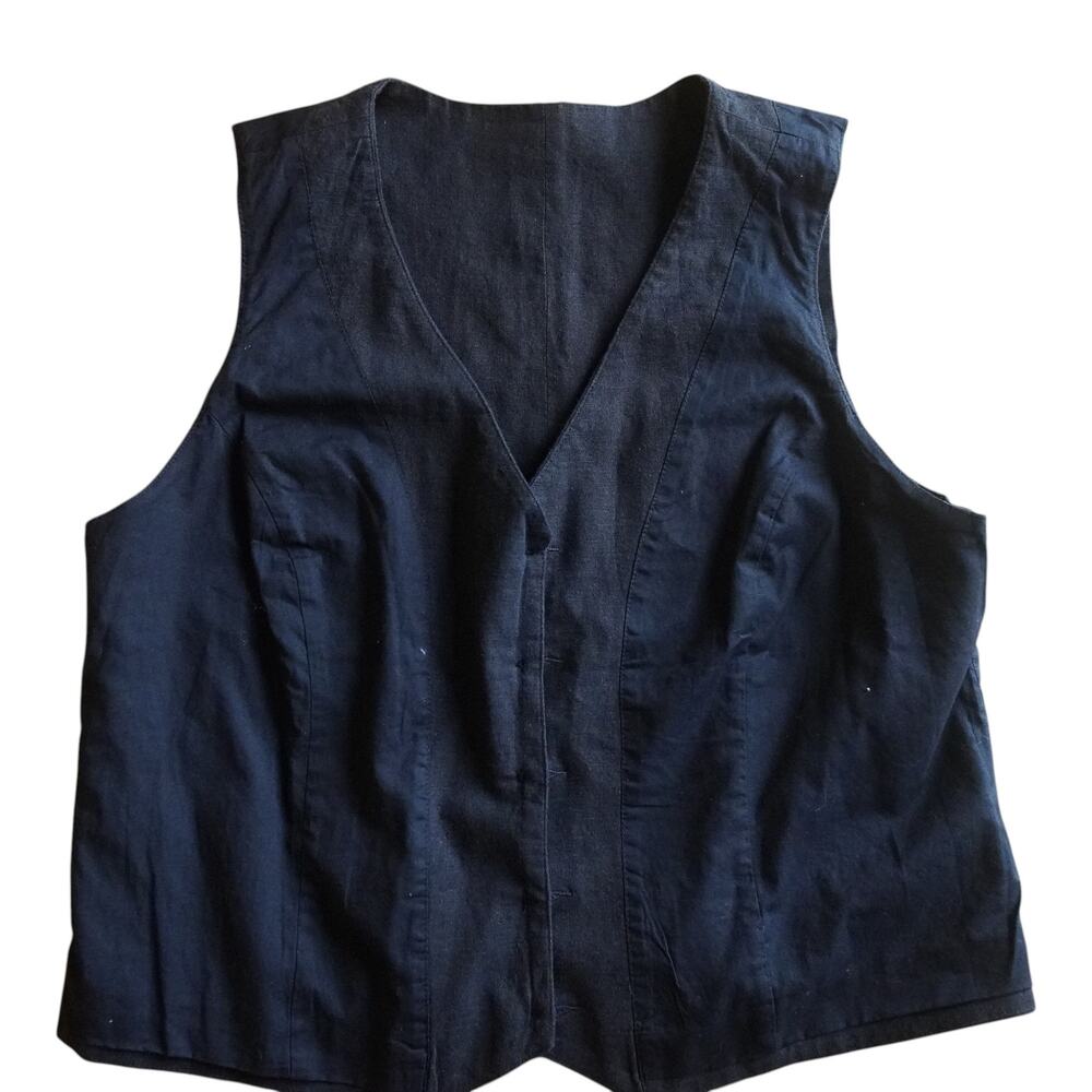 Express Black Linen Blend Vest NWT Size L Minimalist Officecore - Picture 5 of 9